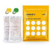 Wisedry Silica Gel Sachets, [50g x 4 Packs] Food Grade Desiccant Sachets, Microwave Fast Reactivate Silica Gel Packets, Moisture Indicating & Reusable for Clothes, Food, Storage Boxes