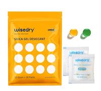 wisedry Silica Gel Sachets Bags 10 Gram x 30 Packs with Orange Beads Humidity Indicator Desiccant Packs Moisture Absorber for Air Dryer Moisture Removal, Food Grade