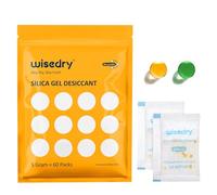 wisedry Silica Gel Sachets Bags 5 Gram x 60 Packs with Orange Beads Humidity Indicator Moisture Absorber for Air Dryer Moisture Removal, Food Grade