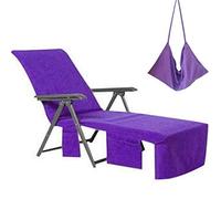 WiseHome Sun Lounger Mate Beach Towel Carry Pockets Bags Holiday Garden Thicker Lounge Purple