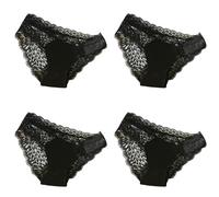 WISEHUBY 4Pcs/Set Sexy Perspective Women Back Lace Panties Patchwork Cotton Underpants Hollow Out Lingerie Underwear Comfortable Briefs-Set 5-S
