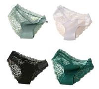 WISEHUBY 4Pcs/Set Sexy Perspective Women Back Lace Panties Patchwork Cotton Underpants Hollow Out Lingerie Underwear Comfortable Briefs-Set 2-L