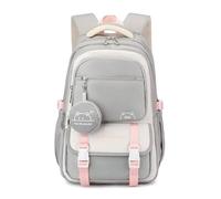 WISEHUBY Backpack For Teenagers Girls Student Backpack Printed Children Waterproof School Bag Shoulder Bag-Gray