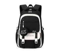 WISEHUBY Backpack For Teenagers Girls Student Backpack Printed Children Waterproof School Bag Shoulder Bag-Black