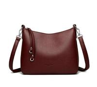 WISEHUBY Casual Crossbody Bag Pu Leather Tote Bag Women'S Shoulder Bag Imitation Soft Leather Commuter Handbag-Burgundy
