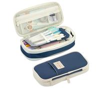 WISEHUBY Cute Pencil Case Large Capacity Pencil Bag Storage Box Suitable for Girls Office Student Stationery Storage Box Learning Supplies-573 Dark Blue