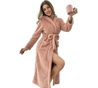 WISEHUBY Fluffy Loose Women’S Nightgown Autumn Winter Long-Sleeved Double-Sided Velvet Warm Thick Pajamas Home Clothes Morning Robe Bathrobe-Fl5228-L