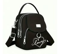 WISEHUBY Heart-Shaped Print Shoulder Bag, Women'S Crossbody Bag, Casual Mini, Adjustable Capacity Small Handbag, Girl'S Crossbody Bag.-Black Heart Love
