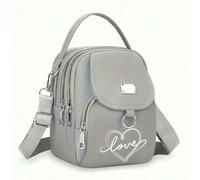 WISEHUBY Heart-Shaped Print Shoulder Bag, Women'S Crossbody Bag, Casual Mini, Adjustable Capacity Small Handbag, Girl'S Crossbody Bag.-Gray Heart Love