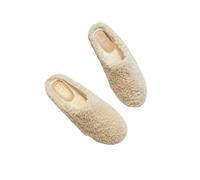 WISEHUBY Luxury Lambwool Moccasins Femme Winter Cotton Shoes Women Warm Plush Loafers Comfy Curly Sheep Fur Flats Woman Large Size 40-43-Apricot Slippers-10