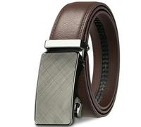 WISEHUBY Men'S Stylish Pu Leather Belt - Premium Business Belt With Automatic Buckle, Fully Adjustable Length-1 Brown-120Cm