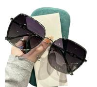 WISEHUBY Oversized polygonal sunglasses, suitable for summer travel, beach driving, prescription glasses, and women's reading glasses.-C4-Green Silver