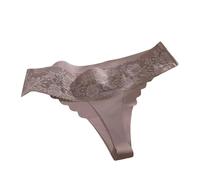 WISEHUBY Sexy Lace Thong, Women'S Seamless Panties, Low-Waist Sexy Panties, Breathable Underwear-2Pc-Khaki-M
