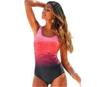 WISEHUBY Swimming Costume Women One Piece Swimsuit Criss Cross Back Le Solid/Fadeaway Bathing Suit Plus Size Monokini-Pink Fadeaway-Xxl