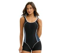 WISEHUBY Swimming Costume Women- Women'S Boy-Short Style One-Piece Swimwear: Tummy Control & Slimming Effect, Sporty Boy-Short Swimsuit-Black White-M