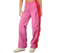 WISEHUBY Versatile Women'S Trousers Street Straight Loose Casual Pants Slim Fit Sports Pants Fashion Striped Pants-Rose Red-M