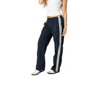 WISEHUBY Versatile Women'S Trousers Street Straight Loose Casual Pants Slim Fit Sports Pants Fashion Striped Pants-Dark Blue-L