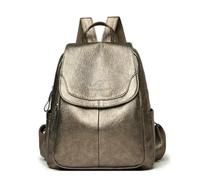 WISEHUBY Women Soft Pu Leather Backpack Fashion Female Shoulder Bag Sac A Dos Ladies Bagpack Mochilas School Bags For Teenage Girls-Bronze