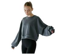 WISEHUBY Women'S Hooded Sweatshirt, Women'S Jumpers, Cotton Loose-Fitting Casual Long-Sleeved Sweater, Top- Gray Blue-M