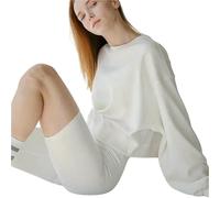 WISEHUBY Women'S Hooded Sweatshirt, Women'S Jumpers, Cotton Loose-Fitting Casual Long-Sleeved Sweater, Top-White-L