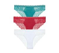 WISEHUBY Women'S Panties - Seamless Lace Transparent Hollow Low-Rise Triangle Panties, Solid Color Soft And Breathable Underwear 3Pcs/Set