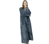 WISEHUBY Women'S Winter Bathrobe, Extra Long And Warm Bathrobe, Maternity Zipper Style, Plus Size Loungewear Unisex Style-Gray-Xl