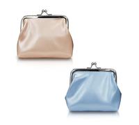 WisePoint 2 PCS Coin Wallet, PU Leather Coin Pouch Elegant Change Purse with Kiss Lock, Portable Coin Purse for Women and Girls or Change, Cards, Keys, Lipstick, Blue, Style1