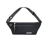 WisePoint Bumbag Waist Bag, Polyester Fanny Pack with Adjustable Strap, Lightweight Waist Pack with Headphone Hole for Running, Hiking, Cycling, Travel (black), Black, Simplicity