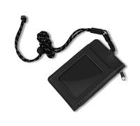 WisePoint Business Card Holder, Detachable Lanyard Cards Holder with ID Window, PU Leather Card Purse with 1 Zipper Pocket and 1 Cards Slot for Office Workers, Teachers and Nurses (Black 1 pc)