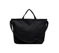 WisePoint Handbag, nylon shoulder bag for men and women with metal zip pull, women's bag with double straps for commuting, black, Medium