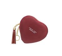 WisePoint Heart-shaped Coin Wallet, PU Leather Coin Pouch Change Purse with Keychain, Cute Coin Purse for Women and Girls, Coin Holder Coin Purses for Shopping, Travel, red, Casual