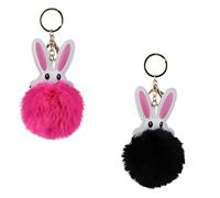 WisePoint Key Rings 2PCS for Women, Fluffy Plush Keychain Cute Keychain with Rabbit Shape, Cute Keychains for Birthdays, Anniversaries, Christmas (style 1)