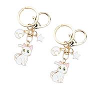 WisePoint Keyrings 2pcs, Metal Keychain Cute Keyring for Women and Girls, Cat Key Rings for Car Keys (white)