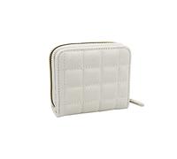 WisePoint Ladies Purse, PU Leather Small Purse with Zipper, Card Holder Wallet with Multiple Card Slots and Compartments, Solid Color Womens Wallet with Embroidery Pattern (White)