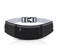 WisePoint Lightweight Polyester Waist Packs, Breathable Running Waist Bag with Reflective Strip, Zipper and Headphone Jack, Water Repellent Fanny Bag for Sports, Hiking,Short Trips (Black 1pc)