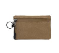 WisePoint Lightweight Small Zip Purse, Washable Canvas Wallet with Keychain and Zipper Pocket for Cards, Coin, Keys, Portable Mini Money Pouch for Daily Use, Shopping, Travelling, Khaki, Casual