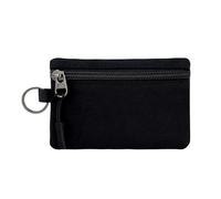 WisePoint Lightweight Small Zip Purse, Washable Canvas Wallet with Keychain and Zipper Pocket for Cards, Coin, Keys, Portable Mini Money Pouch for Daily Use, Shopping, Travelling, Black