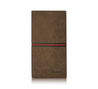 WisePoint Men's Slim PU Leather Bifold Wallet - Minimalist Credit Card Holder with 10 Card Slots, 3 Cash Slots and 3 Bill Pockets (Brown)