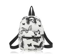 WisePoint Mini Backpack, Nylon Small Backpacks for Women and Girls, Exquisite Women's Backpack for Travel, Shopping, Work, Black Butterfly, S