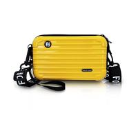 WisePoint Mini Suitcase Crossbody Bag, Plastic Mini Suitcase Bag Suitcase Purses Stylish Suitcase Cosmetic Bag with 2 Straps, Yellow, 18 cm x 12 cm x 6 cm, Cute