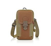 WisePoint Molle Pouch for Men, Canvas Mobile Phone Belt Pouch Cell Phone Pouch with Belt Loop, Multifunctional Hiking Waist Bag with Cell Phone Holster for Hiking, Shopping (brown)