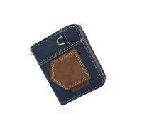 WisePoint PU Card Wallet for Men, Small Bifold Wallet with Zipper and Snap, Lightweight Card Holder for Daily Use, Shopping and Travelling, Blue, Casual