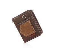 WisePoint PU Card Wallet for Men, Small Bifold Wallet with Zipper and Snap, Lightweight Card Holder for Daily Use, Shopping and Travelling, Dark Brown, Casual