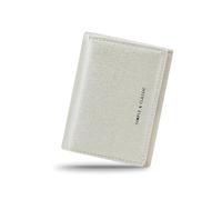 WisePoint PU Leather Credit Card Holder, Elegant Pearlescent Card Wallet with Metal Snap, Lightweight Trifold Wallet for Shopping, Dating and Travelling, White, Casual