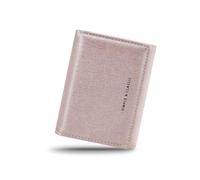 WisePoint PU Leather Credit Card Holder, Elegant Pearlescent Card Wallet with Metal Snap, Lightweight Trifold Wallet for Shopping, Dating and Travelling, Pink, Casual