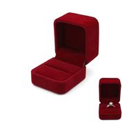 WisePoint Ring Box, Velvet Wedding Ring Box Engagement Ring Box, Single Ring Organiser Box Small Ring Boxes for Engagement, Proposal, Wedding,Ceremony, Valentines Day (red)