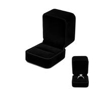 WisePoint Ring Box, Velvet Wedding Ring Box Engagement Ring Box, Single Ring Organiser Box Small Ring Boxes for Engagement, Proposal, Wedding,Ceremony, Valentines Day (black)
