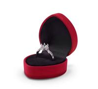 WisePoint Ring Box, Velvet Wedding Ring Box Exquisite Ring Storage Box with Heart Shaped, Single-slot Jewelry Ring Box for Proposals, Engagements, Weddings (red+black)