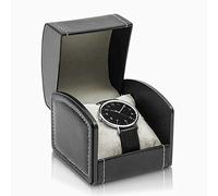 WisePoint Single Watch Case, PU Leather Watch Travel Case with Removable Cushion, Jewelry Storage Case Organizer Portable Square Watch Box Bracelet Holder for Most Watches and Smart Watch (black)