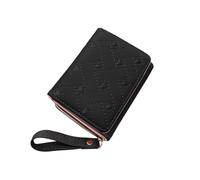 WisePoint Tri-fold Womens Wallet, PU Leather Ladies Purse Small Wallet with Heart-Shaped Embroidery, Large-Capacity Cute Wallet for ID Cards, Credit Cards, Cash (Black)